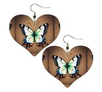 Graziosi orecchini a forma di cuore con stampa a farfalla, accessori da donna leggeri, perfetti per feste e San Valentino.