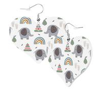 Graziosi orecchini a forma di cuore su entrambi i lati, con impronte di elefante, arcobaleno, alla moda, divertenti, in finta pelle, gioielli regalo per donne e ragazze