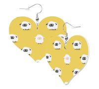 Graziosi orecchini a forma di cuore su entrambi i lati, con pecore bianche e nere, alla moda, in finta pelle, gioielli regalo per donne e ragazze