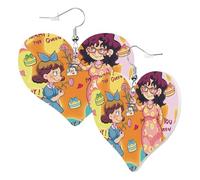 Graziosi orecchini a forma di cuore su entrambi i lati, per la festa della mamma, con lettere di scarabocchio, alla moda, divertenti, in ecopelle, regalo per donne e ragazze