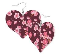 Graziosi orecchini a forma di cuore su entrambi i lati, romantici Sakura, alla moda, divertenti, in finta pelle, orecchini pendenti, gioielli regalo