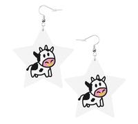 Graziosi orecchini a forma di mucca da donna, orecchini pendenti a forma di stella scintillante, gioielli alla moda per una serata fuori, One Size, Pelle