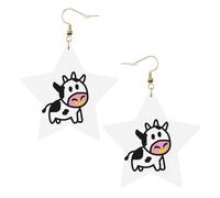 Graziosi orecchini a forma di mucca da donna, orecchini pendenti a forma di stella scintillante, gioielli alla moda per una serata fuori, One Size, Pelle
