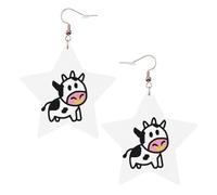 Graziosi orecchini a forma di mucca da donna, orecchini pendenti a forma di stella scintillante, gioielli alla moda per una serata fuori, One Size, Pelle