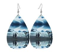 Graziosi orecchini a forma di pinguini che scattano foto, orecchini in pelle da donna, adatti per feste e uso quotidiano