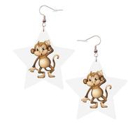 Graziosi orecchini a forma di scimmia da donna, orecchini pendenti a forma di stella scintillante, gioielli alla moda per una serata fuori, One Size, Pelle