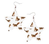 Graziosi orecchini a forma di scoiattolo da donna, orecchini pendenti con stella scintillante, gioielli alla moda per una serata fuori, One Size, Pelle