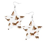 Graziosi orecchini a forma di scoiattolo da donna, orecchini pendenti con stella scintillante, gioielli alla moda per una serata fuori, One Size, Pelle