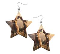 Graziosi orecchini a forma di stella con stampa di cervi, eleganti e leggeri, pendenti per donne e ragazze, taglia unica, in pelle, senza pietre preziose