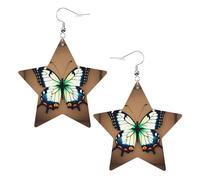 Graziosi orecchini a forma di stella in pelle con stampa a farfalla, accessori leggeri ed eleganti per feste, balli e vita quotidiana.