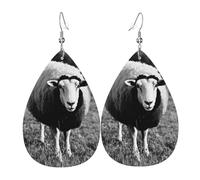 Graziosi orecchini a goccia con stampa agnello di pecora, per donne, in pelle, gioielli per festa di compleanno e San Valentino