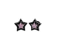 Graziosi orecchini a perno a forma di stella nera da 20 g con cristalli di zirconia cubica rosa, per donne e ragazze, gioielli ipoallergenici per cartilagine in acciaio inox Y2K, chiusura a vite
