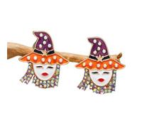 Graziosi orecchini a perno da strega a forma di cappello di Halloween, da donna, con zirconi scintillanti, per Halloween, festa di tutti i santi, 1.0*1.0*1.0