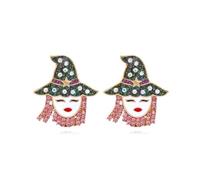 Graziosi orecchini a perno da strega a forma di cappello di Halloween, da donna, con zirconi scintillanti, per Halloween, festa di tutti i santi, 1.0*1.0*1.0