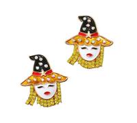 Graziosi orecchini a perno da strega a forma di cappello di Halloween, da donna, con zirconi scintillanti, per Halloween, festa di tutti i santi, 1.0*1.0*1.0