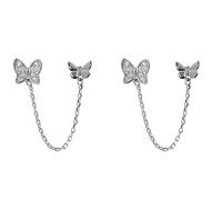 Graziosi Orecchini a Perno In Argento Sterling S925 Per Donne e Ragazze Con Cristalli Di Zirconia Cubica Strass Nappa Catena Pendente Goccia Cartilagine Orecchino Doppio Foro Gioielli Regalo (Argento)