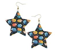 Graziosi orecchini colorati a forma di pecora con motivo cartone animato per donne, orecchini pendenti a forma di stella scintillante, gioielli alla moda per la notte fuori, One Size, Pelle