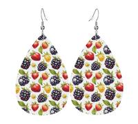 Graziosi orecchini con stampa fragola e uva per donne, orecchini in pelle a goccia alla moda per le donne alla moda, orecchini a goccia colorati