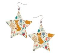 Graziosi orecchini da donna con motivo floreale a forma di animale, orecchini pendenti a forma di stella scintillante, gioielli alla moda per una serata fuori, One Size, Pelle