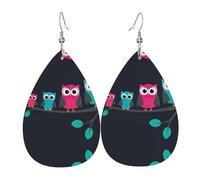 Graziosi orecchini da donna in pelle a forma di gufo sono adatti per feste, feste e regali., Misura unica