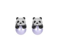 Graziosi Orecchini Di Perle Panda Con Zirconi Micro-intarsiati, Accessori Di Lusso Leggeri E Di Alta Qualità For Le Donne