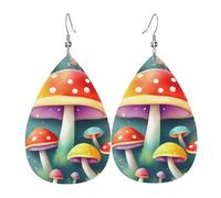 Graziosi orecchini in pelle a forma di funghi colorati, accessori da donna, adatti per l'uso quotidiano, pendolari e viaggi.