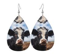 Graziosi orecchini in pelle a forma di goccia a forma di mucca, decorazione per abbigliamento, adatti per feste, vacanze e vita quotidiana