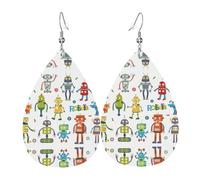 Graziosi orecchini in pelle a forma di robot dei cartoni animati per donne, orecchini a goccia piercing leggeri gioielli regali per donne ragazze