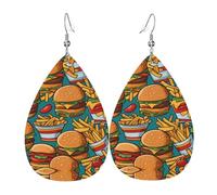 graziosi orecchini in pelle con motivo a forma di goccia d'acqua | Orecchini stampati a forma di goccia, adatti per scene di tutti i giorni/feste/appuntamenti