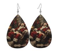 Graziosi orecchini in pelle con stampa di rane e occhi rossi, orecchini pendenti, gioielli leggeri a goccia, pendenti per feste in costume, Misura unica, Pelle