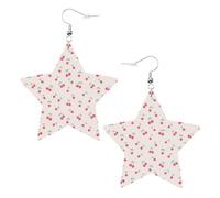 Graziosi orecchini pendenti a forma di ciliegia rossa da donna, scintillanti orecchini pendenti a forma di stella, gioielli alla moda per una serata fuori, One Size, Pelle
