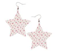 Graziosi orecchini pendenti a forma di ciliegia rossa da donna, scintillanti orecchini pendenti a forma di stella, gioielli alla moda per una serata fuori, One Size, Pelle