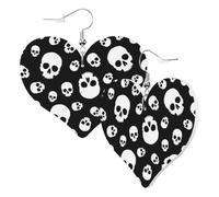 Graziosi orecchini pendenti a forma di cuore su entrambi i lati, con ossa pericolose, divertenti e alla moda, in finta pelle, idea regalo per donne e ragazze