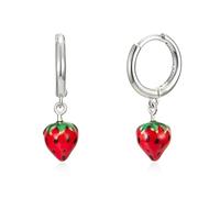 Graziosi orecchini pendenti a forma di fragola, per donne e ragazze, graziosi ciondoli a forma di frutta rossa smaltati 3D, realistici, ipoallergenici, in argento Sterling, alla moda, per festival