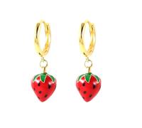 Graziosi orecchini pendenti a forma di fragola, per donne e ragazze, graziosi ciondoli a forma di frutta rossa smaltati 3D, realistici, ipoallergenici, in argento Sterling, alla moda, per festival