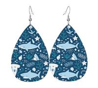 Graziosi orecchini pendenti a goccia con stampa di pesce blu, eleganti gioielli alla moda da donna per San Valentino