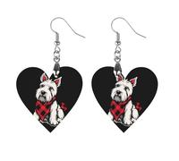 Graziosi orecchini pendenti da donna con motivo Scottish Terrier, alla moda, in legno, con stampa a goccia, Love, Legno, Nessuna pietra preziosa