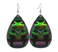 Graziosi orecchini pendenti in pelle con stampa a rana per le donne eleganti orecchini pendenti leggeri gioielli alla moda