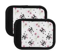 Graziosi panda rosa chiaro floreale per maniglie dei bagagli, coperture morbide per valigie, 15 x 10,9 cm, Graziosi panda rosa chiaro floreale, Set of 4