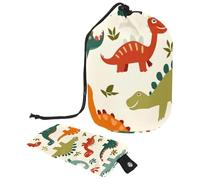 Graziosi piccoli dinosauri da viaggio, trousse per trucchi da donna, pieghevoli, con coulisse, da viaggio, borsa da toilette portatile, Simpatici dinosauri, 9.9x6.9in/25.2x17.6cm;6x3.5in/15.2x8.8cm,