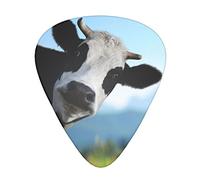 Graziosi plettri per chitarra a forma di mucca, 12 pezzi, con plettri triangolari per chitarra classica, include calibri sottili, medi e pesanti, 3 misure, per basso, chitarre acustiche elettriche