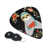 Graziosi plettri per chitarra bradipo, 6 pezzi, stampa fronte/retro, adatti per chitarre acustiche, elettriche e bassi, tra cui 0,46 mm, 0,71 mm, 0,96 mm