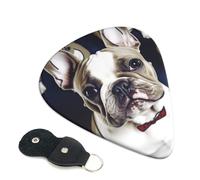 Graziosi plettri per chitarra con bulldog francese, confezione da 6 pezzi, con porta plettro in pelle, portachiavi, custodia per plettri, arte astratta, per chitarra elettrica acustica, ukulele, 0,46