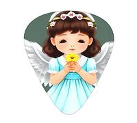 Graziosi plettri per chitarra con scritta "Little Angelguitar", set da 12 pezzi, 3 spessori per chitarra acustica, basso, chitarra elettrica e molto altro ancora.