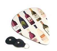 Graziosi plettri per chitarra per bottiglie di vino, 6 pezzi, spessore 0,96 mm, in celluloide, con supporto in pelle, plettro personalizzato per basso, chitarra elettrica, acustica, regalo per gli
