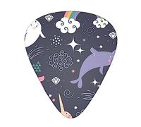 Graziosi plettri per chitarra stampati con unicorni e arcobaleni, confezione da 12 plettri personalizzati per chitarra acustica, chitarra elettrica, inclusi 0,46 mm/0,71 mm/0,96 mm