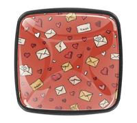Graziosi pomelli per buste di San Valentino, con lettere e cuori, pomelli quadrati in vetro da 30 mm, per cassettiere e cassetti, maniglie decorative per casa, cucina, camera da letto, confezione da 4