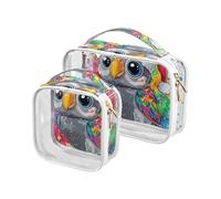 Graziosi sacchetti da toilette africani grigi a forma di pappagallo per la TSA approvati Reusablravel Cosmetic Bag Accessori essenziali per la rasatura