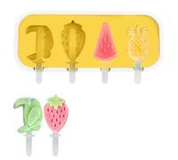 Graziosi stampi per ghiaccioli con bastoncini, mini stampo per ghiaccioli fatti in casa, stampi riutilizzabili in silicone per gelato (giallo, a forma di frutta)