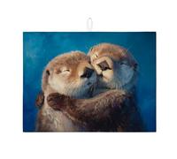 Graziosi tappetini scolapiatti a forma di lontra per il bancone della cucina, adorabili tappetini assorbenti per scolapiatti a forma di animale, comodi tappetini in microfibra per l'asciugatura del ba